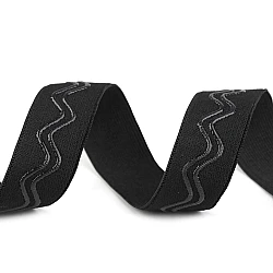 Elastic decorativ cu bandă siliconică, lățime 30 mm - Negru (1 Metru)