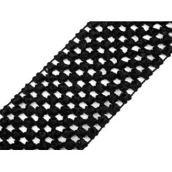 Bandă elastica croșetată tutu, lățime 7 cm - Negru (1 Metru)