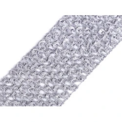 Bandă elastica croșetată tutu, lățime 7 cm - Gri foarte deschis (1 Metru)