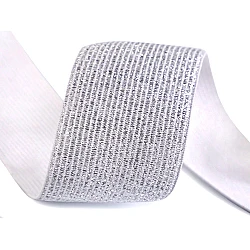 Elastic cu lurex, lățime 40 mm - Alb (1 Metru)