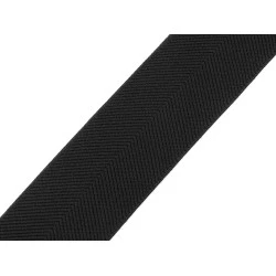 Elastic cu model twill pentru curele si bretele, latime 40 mm - Negru (1 Metru)