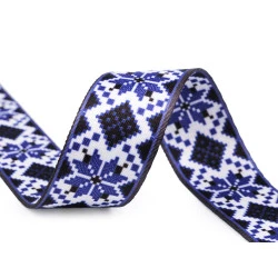 Chingă cu două fețe 38 mm - Alb-albastru (1 Metru)