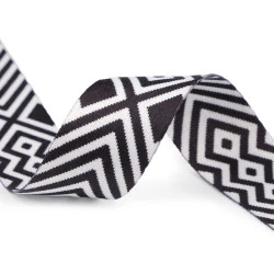 Chingă cu două fețe 38 mm - Alb-negru (1 Metru)