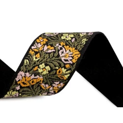 Chinga cu broderie latime 50 mm - Galben (1 Metru)