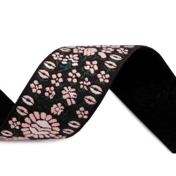 Chinga cu broderie latime 50 mm - Roz pudrat (1 Metru)