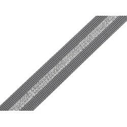 Chingă din polipropilenă cu lurex, latime 25 mm - Gri neutral (1 Metru)