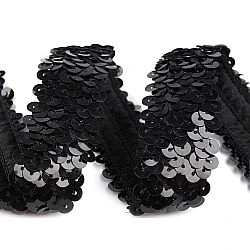 Bandă elastică cu paiete, lățime 30 mm - Negru (1 Metru)