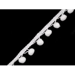 Bandă cu ciucuri, lățime 30 mm - Alb (18 Metri)