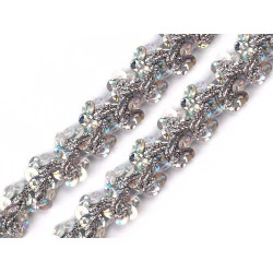 Bandă decorativă cu paiete, lățime 15 mm - Argintiu (1 Metru)