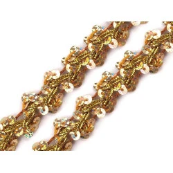 Bandă decorativă cu paiete, lățime 15 mm - Auriu (1 Metru)