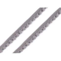 Bandă cu ciucuri, lățime 11 mm - Gri porumbel (1 Metru)