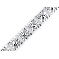 Bandă decorativă cu perle, lățime 9 mm - Argintiu (9 Metri)