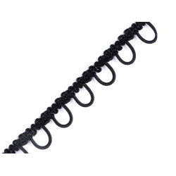 Bandă cu butoniere elastice, lățime 15 mm - Negru (1 Metru)