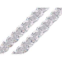 Bandă decorativă cu paiete, lățime 20 mm - Argintiu (1 Metru)