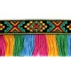 Bandă cu franjuri, motiv indian, lățime 50 mm - Multicolor (1 Metru)