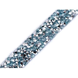 Galon / bandă cu strasuri termoadezivă, lățime 12 mm - Turcoaz (9 Metri)