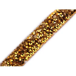 Galon / bandă cu strasuri termoadezivă, lățime 12 mm - Auriu (9 Metri)