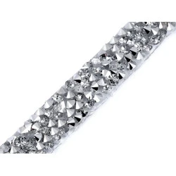 Galon / bandă cu strasuri termoadezivă, lățime 12 mm - Argintiu (9 Metri)