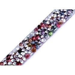 Galon / bandă cu strasuri termoadezivă, lățime 12 mm - Multicolor (9 Metri)