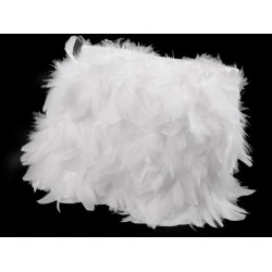Bandă din pene de curcă 5-9 cm - Alb (1 Metru)