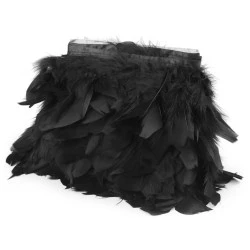 Bandă din pene de curcă 5-9 cm - Negru (1 Metru)