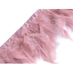 Bandă din pene de curcă 5-9 cm - Roz antic deschis (1 Metru)