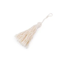 Ciucure din bumbac cu margele 12,5 cm - Ecru deschis (5 Bucăți)