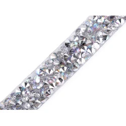 Galon / bandă cu strasuri termoadezivă, lățime 10 mm - Cristal ab (1 Metru)