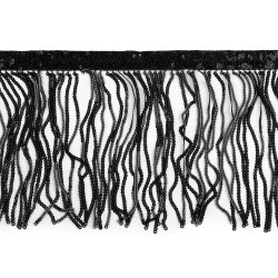 Franjuri cu paiete 15 cm - Negru (1 Metru)
