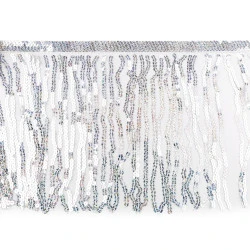Franjuri cu paiete holografice, latime 30 cm - Argintiu (1 Metru)