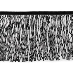 Franjuri cu paiete holografice, latime 30 cm - Negru (1 Metru)