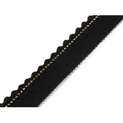 Paspoal / vipușcă cu strasuri și tul, lățime 15; 20 mm - Negru (1 Metru)