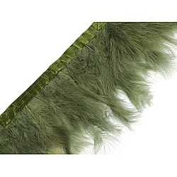 Bandă din pene de curcan, latime 9-12 cm - Verde (2 Metri)