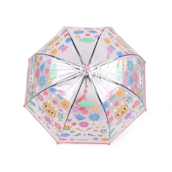 Umbrela transparenta pentru copii - Roșu coral deschis (1 Bucată)