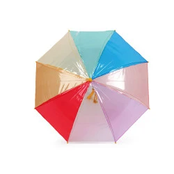 Umbrelă transparentă curcubeu pentru copii - Galben (1 Bucată)