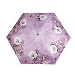 Umbrelă pliabilă mini pentru femei, cu flori - Mov deschis (1 Bucată)