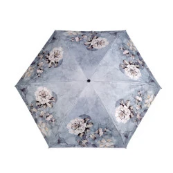 Umbrelă pliabilă mini pentru femei, cu flori - Bleu gris (1 Bucată)