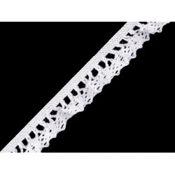 Dantelă bumbac croşetată elastică, lățime 10 mm - Alb (1 Metru)