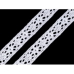 Dantelă bumbac croşetată, lățime 11 mm - Alb (1 Metru)