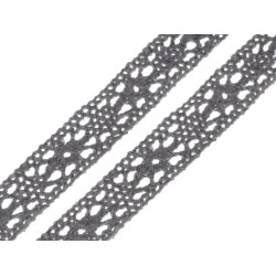Dantelă bumbac croşetată, lățime 11 mm - Gri neutral (1 Metru)