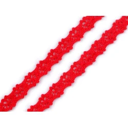 Dantelă bumbac croşetată, lățime 12 mm - Roșu (1 Metru)