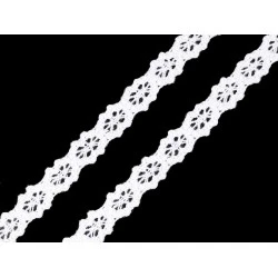 Dantelă bumbac croşetată, lățime 12 mm - Alb (1 Metru)
