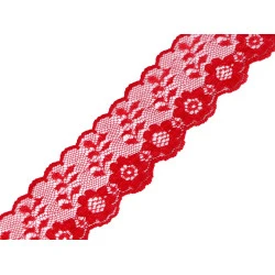 Dantelă sintetică, lățime 36 mm - Roșu închis (1 Metru)