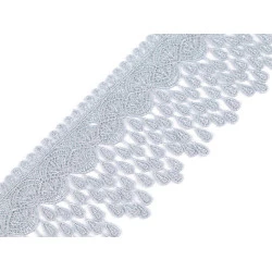 Dantelă vaporoasă cu franjuri, lățime 80 mm - Gri porumbel (1 Metru)