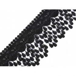 Dantelă vaporoasă cu franjuri, lățime 80 mm - Negru (1 Metru)