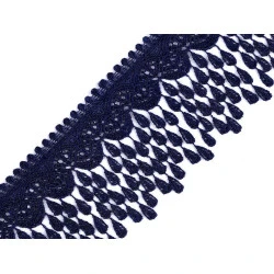 Dantelă vaporoasă cu franjuri, lățime 80 mm - Albastru berlin (1 Metru)