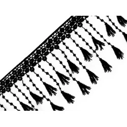 Dantelă guipure cu franjuri, lățime 12 cm - Negru (1 Metru)