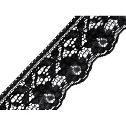 Dantelă sintetică, lățime 67 mm - Negru (1 Metru)