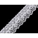 Bandă dublă de dantelă cu volănașe, lățime 40 mm - Alb (27 Metri) Bandă dublă de dantelă cu volănașe, lățime 40 mm - Alb (27 Metri)