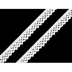 Dantelă bumbac croşetată, lățime 12 mm - Alb (5 Metri)